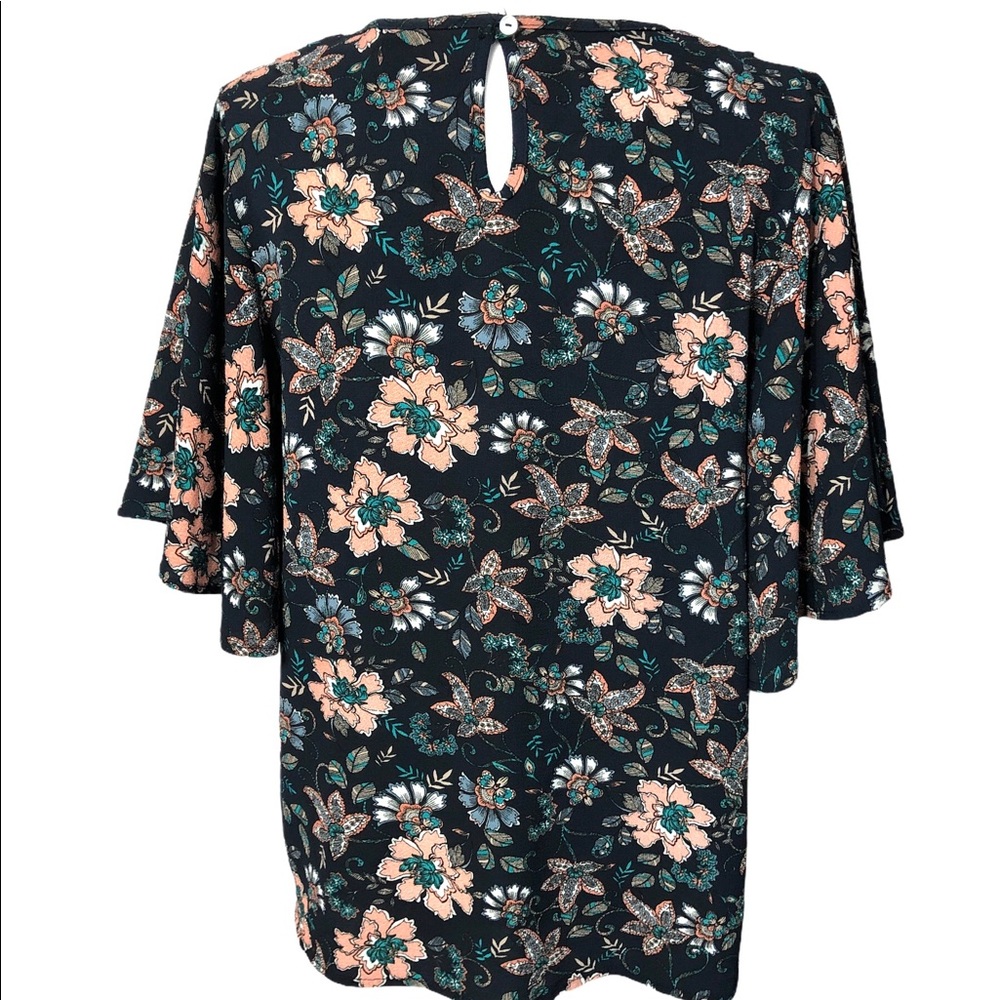 Knox Rose Blouse Top Floral Butterfly Sleeve Multicolor Size M - Picture 7 of 9